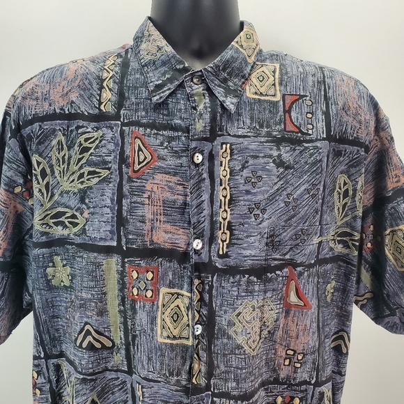 TORI RICHARD Hawaiian Shirt 100% Cotton Lawn Mens XL Honolulu Geometric Design - Picture 4 of 11